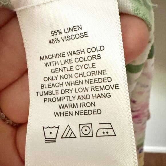 FOXCROFT Vena Linen Impressionist Floral 3/4 Sleeve Dress women’s size large - Picture 7 of 12